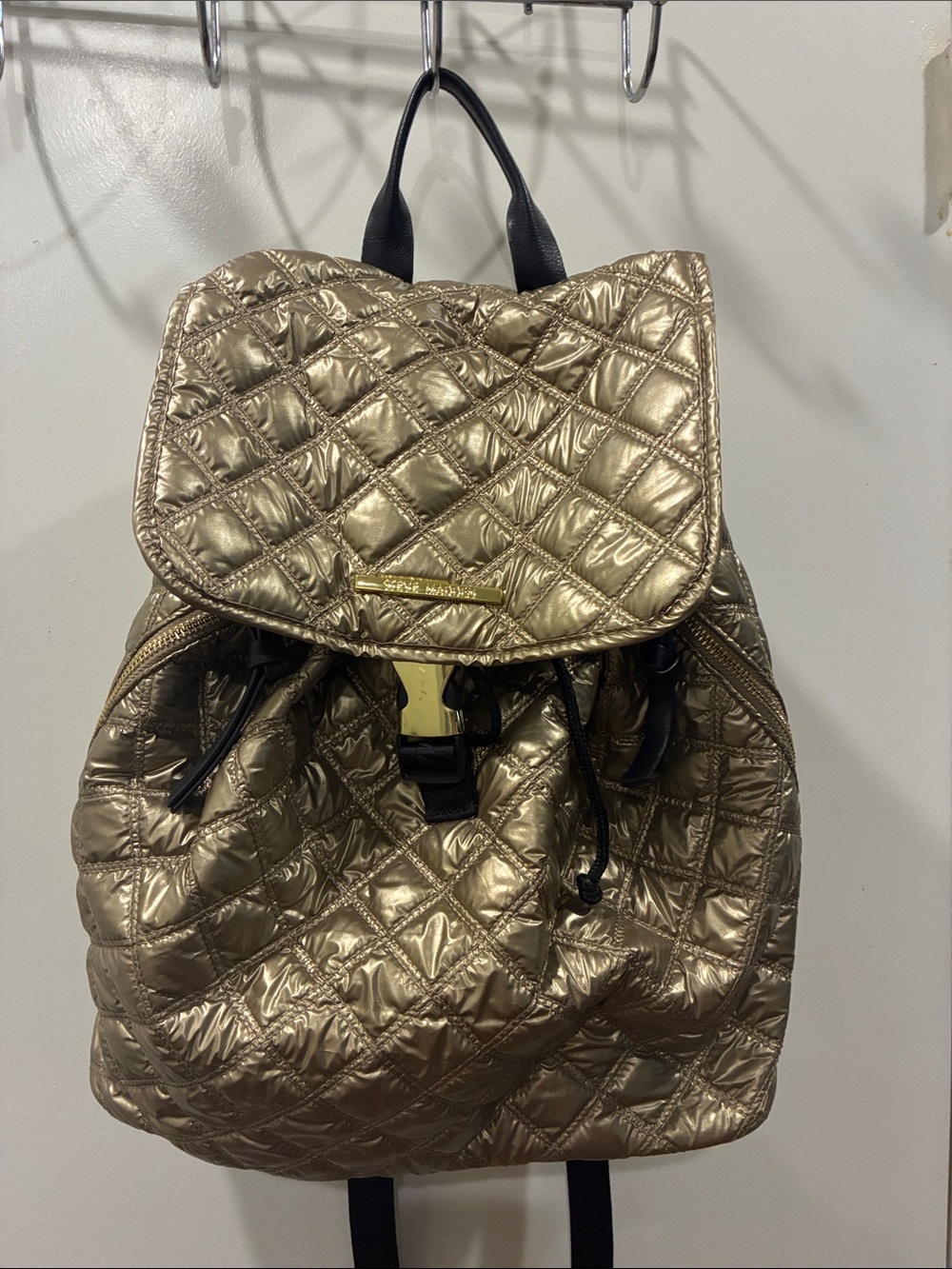 Steve Madden Quilted Metallic Gold Backpack